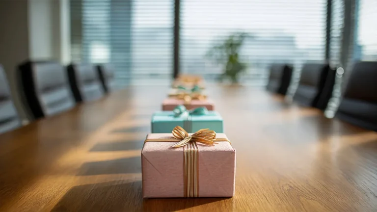 Gifts for Employees on a Conference Table